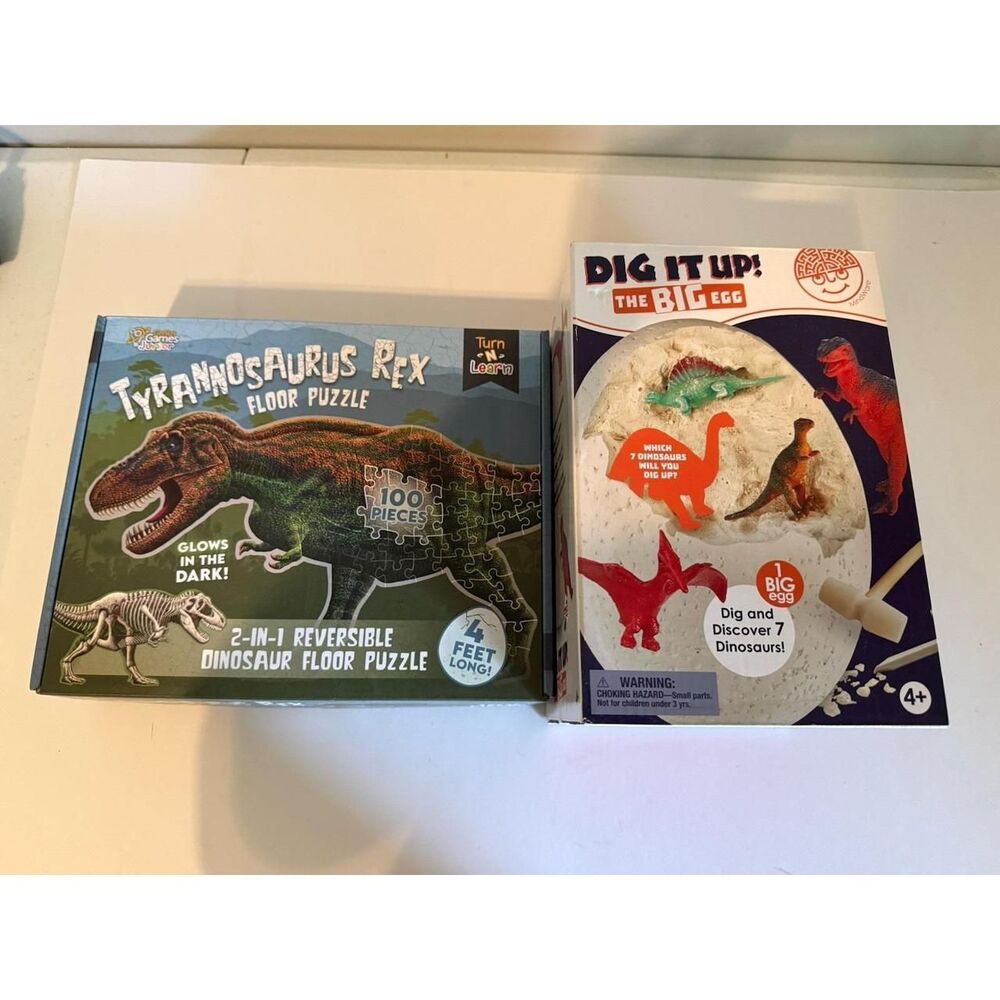 Genius Games T-Rex Floor Puzzle & MindWare Dig It Up! The Big Egg. Both NIB